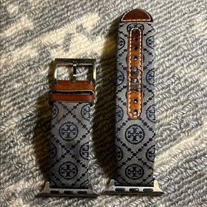 Tory Burch | Apple Watch Band 38/40mm | T Monogram Jacquard Print/Brown leather
